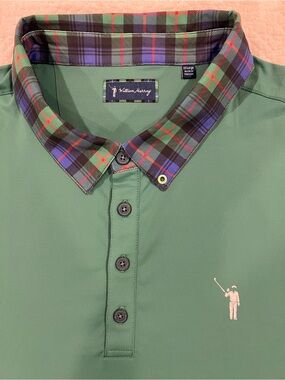 William Murray Golf Green Men’s 2XL Performance Polo with Tartan Accents